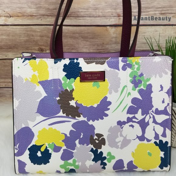 Kate spade sam swing flora medium satchel purple - Picture 1 of 15